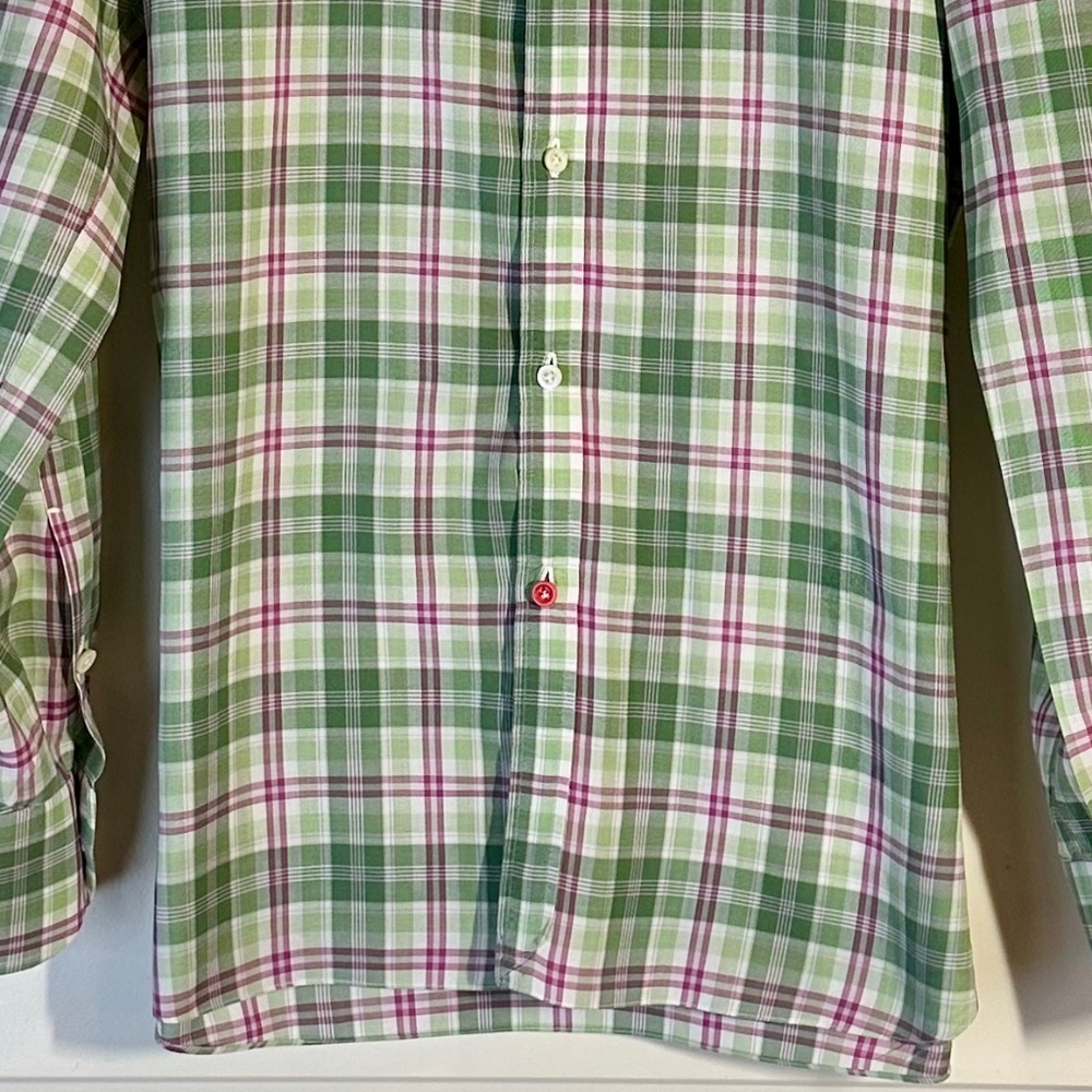 Isaia Windowpane Dress Sport Shirt / MENS IT SZ 40 - Picture 11 of 15